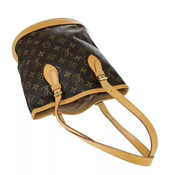 LOUIS VUITTON BUCKET PM Shoulder Tote Bag Monogram Leather Brown M42238 32YF410 - Picture 6 of 14
